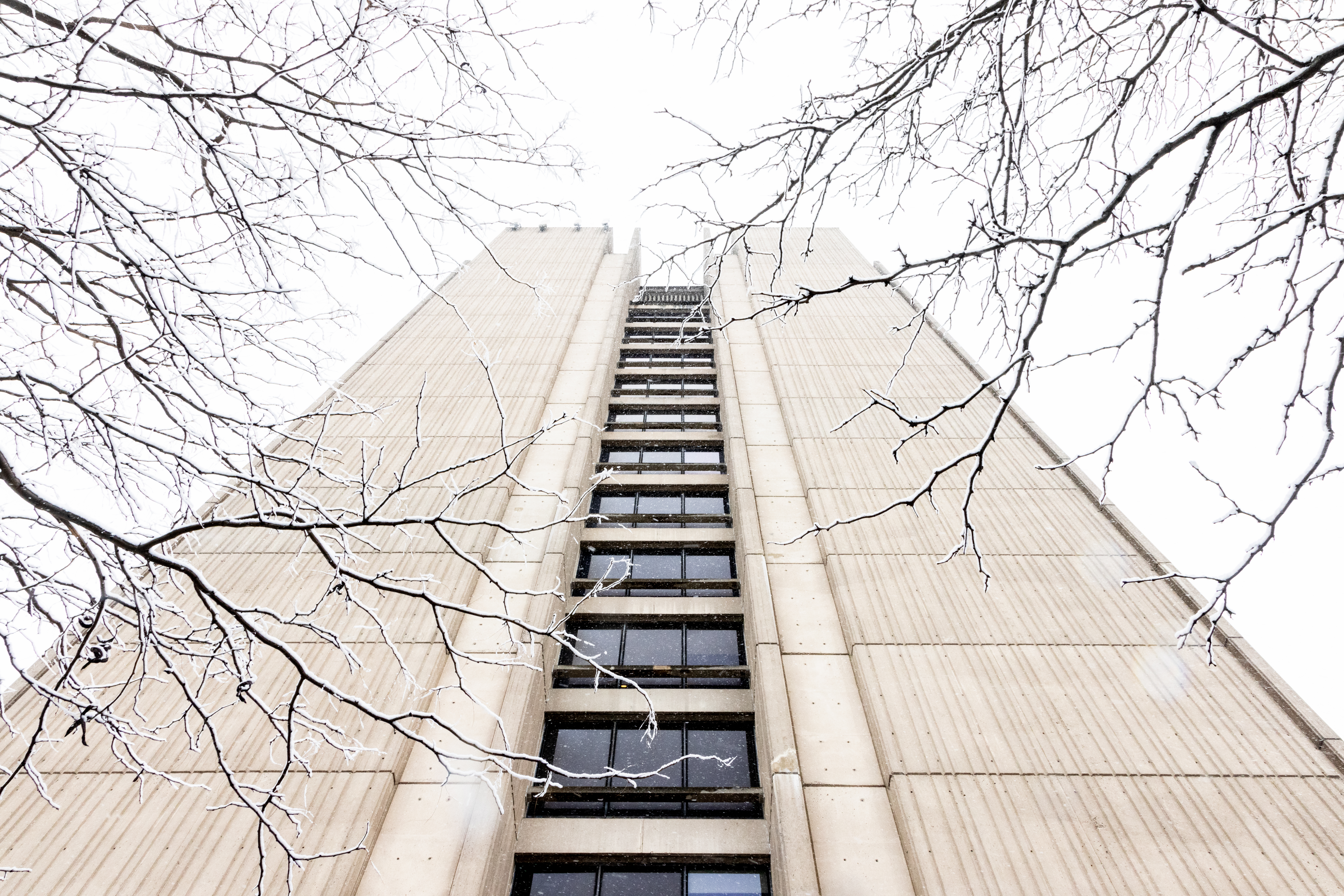 Photo of Providence Police Department car driving down Brook Street, which is covered by snow and caution tape.