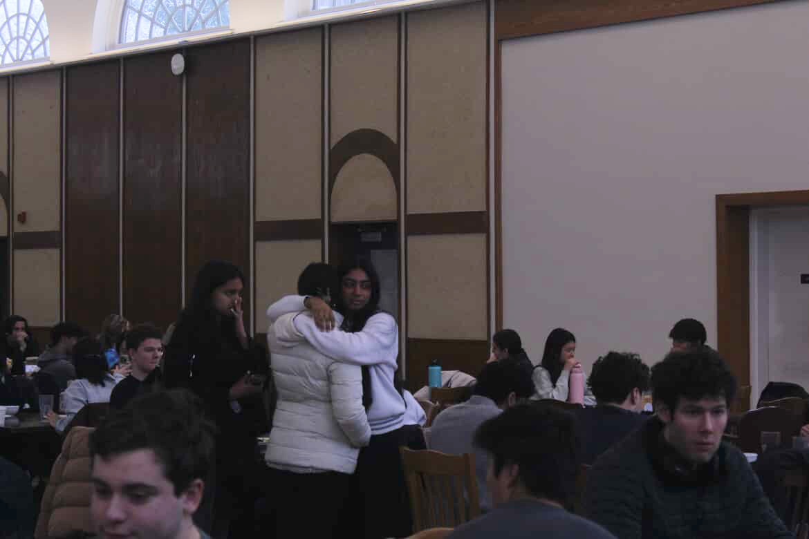 Students hug in the Ratty