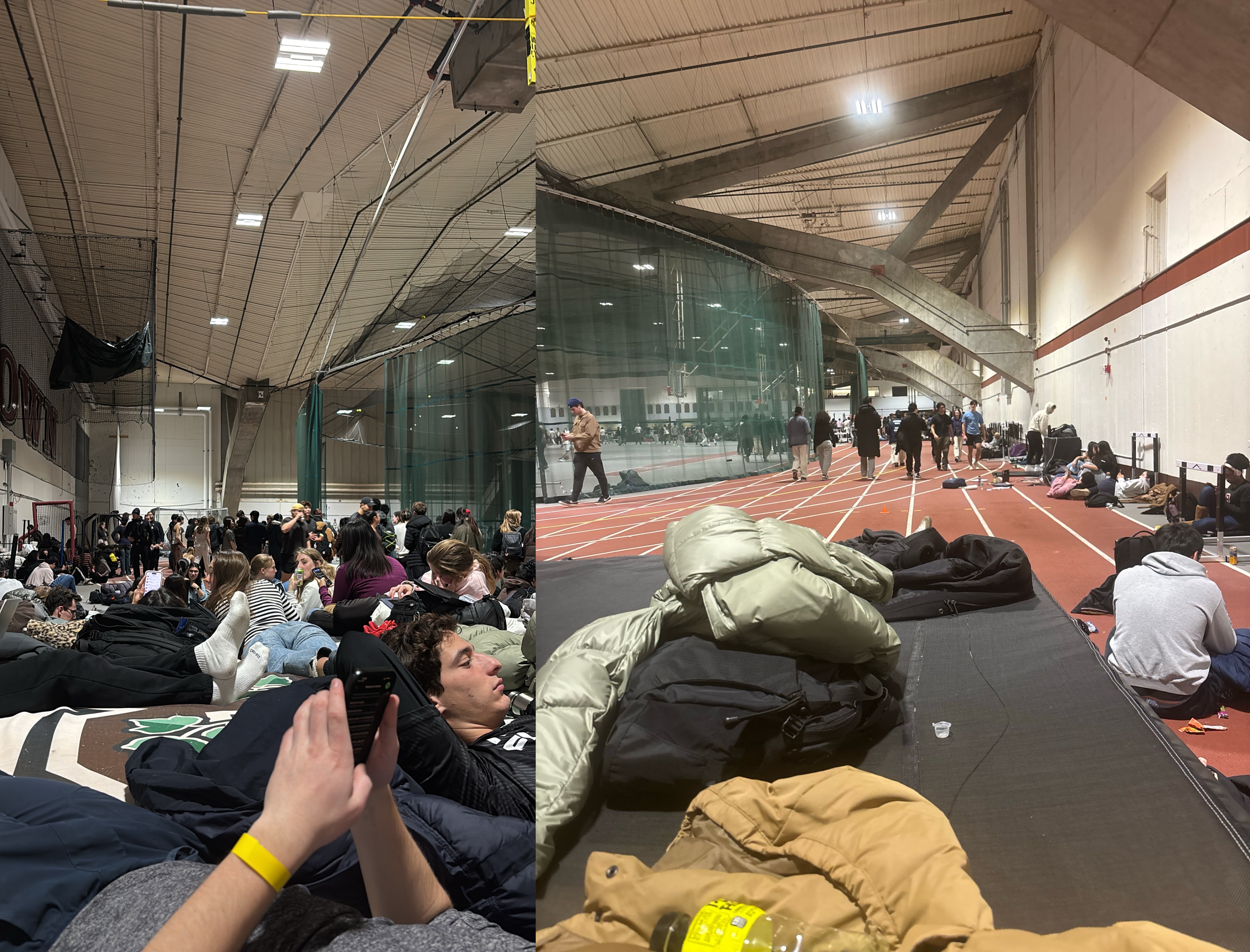 Students shelter in the OMAC