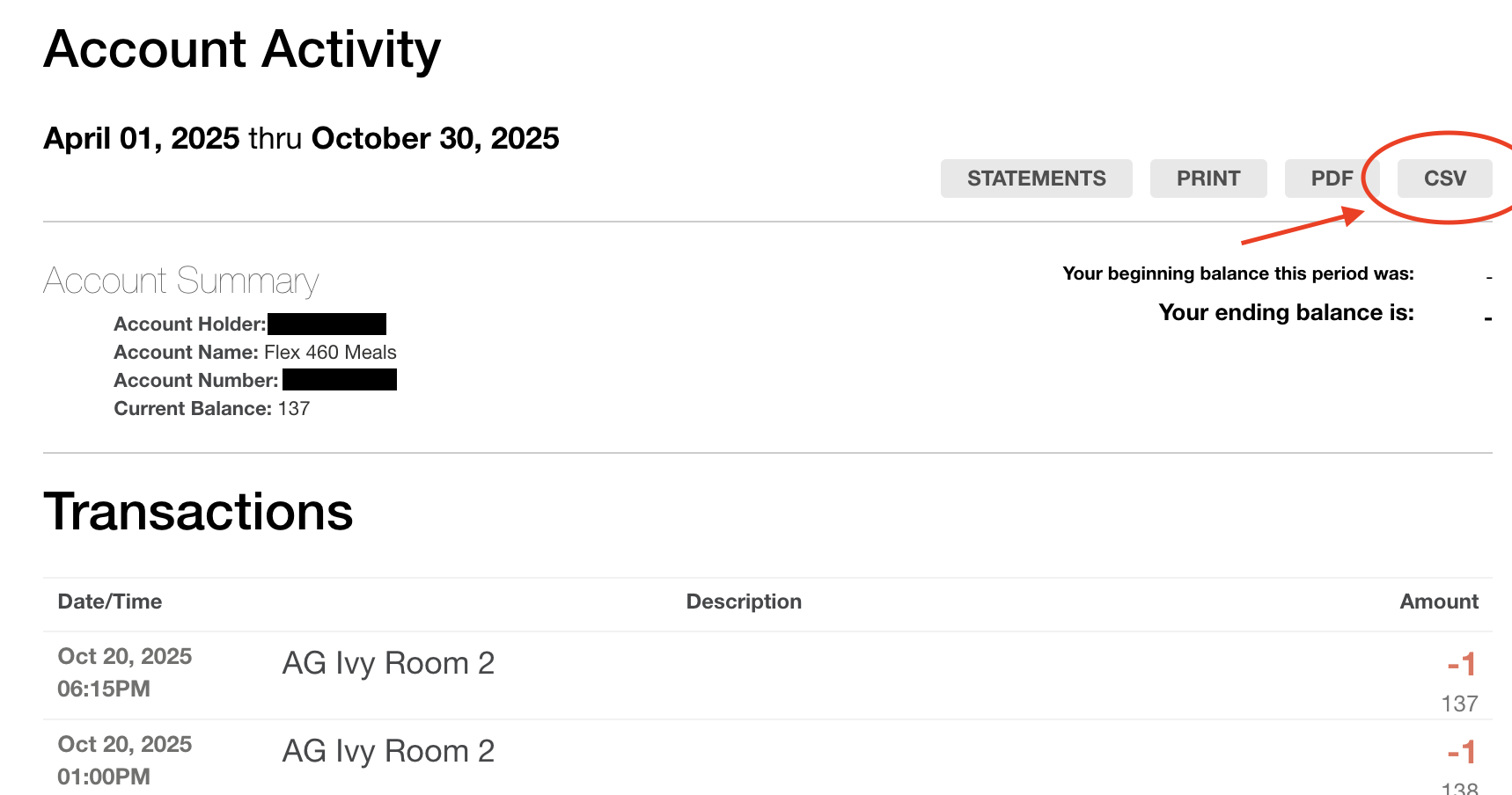 how to click CSV button