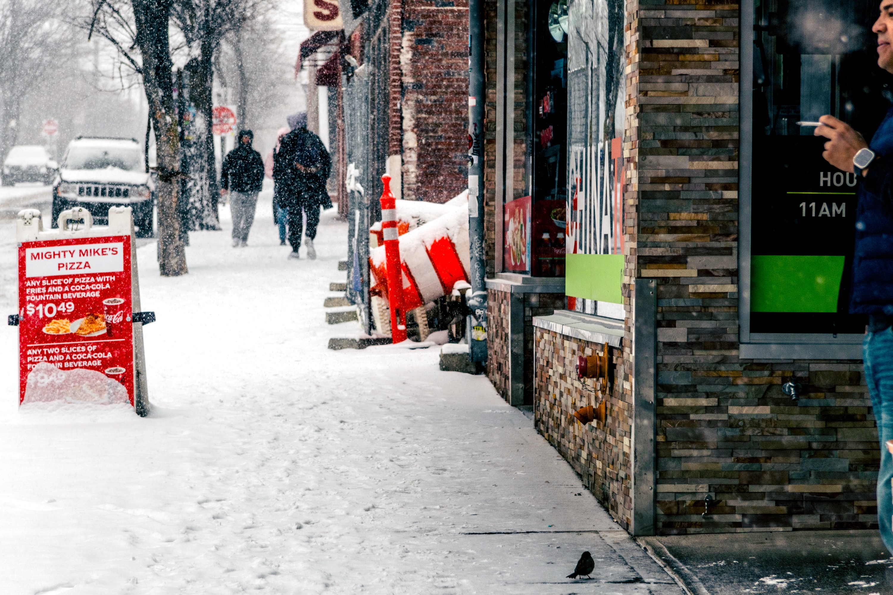 Photo of a snow-covered Thayer street.